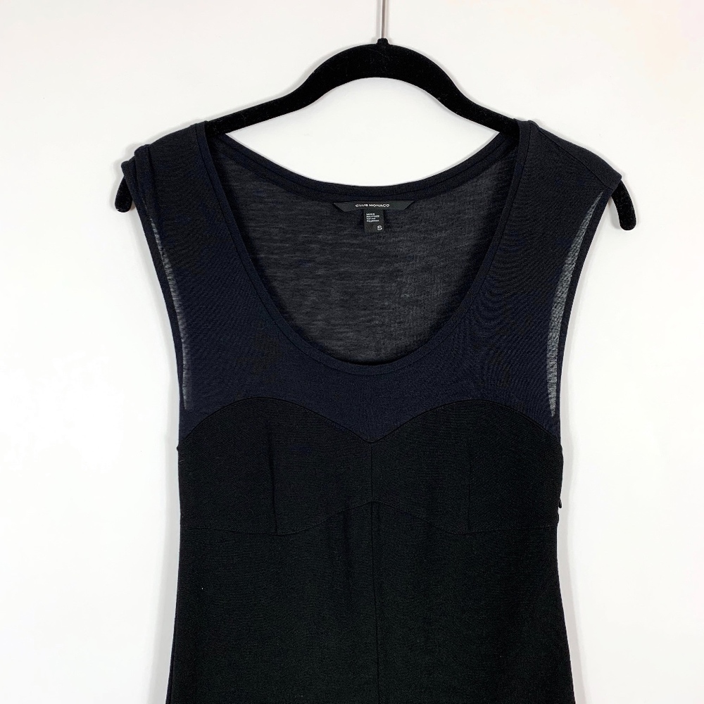 Club Monaco Bodycon Dress Size Small Black Sheer - Picture 2 of 7